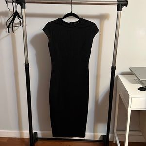 Zara black short sleeve midi dress